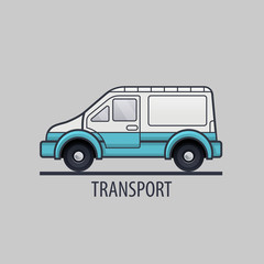 White delivery icon. Flat style. Vector illustration
