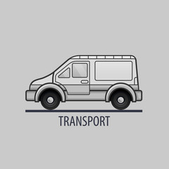 White delivery truck icon. Flat style