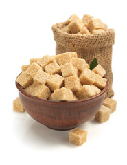 brown sugar cubes on white
