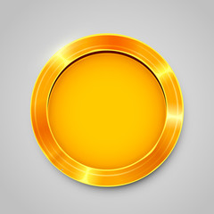 Shiny golden empty coin isolated on white