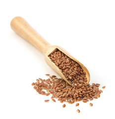 flax seeds in scoop on white