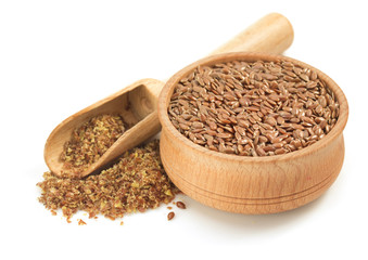 flax seeds isolated on white