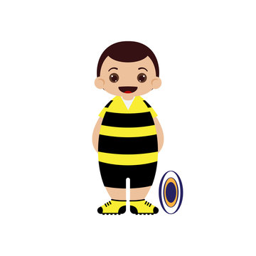 Cartoon rugby player vector illustration