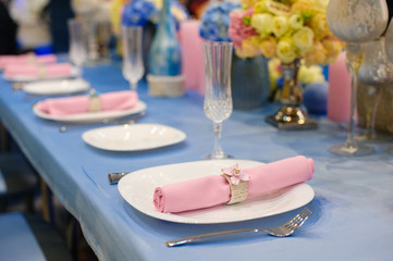 Serving table prepared for event party or wedding