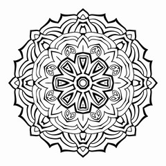 Mandala. Black and white decorative element. Picture for coloring.