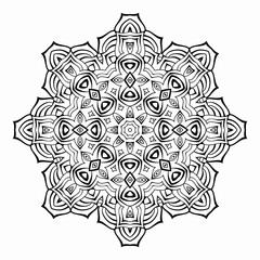 Mandala. Black and white decorative element. Picture for coloring.
