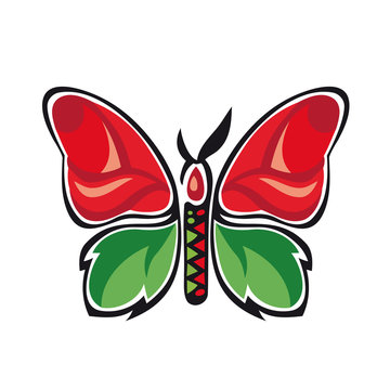 Fantastic butterfly. Butterfly Metamorphosis Rose. Vector illustration on a white background. Digital illustration.