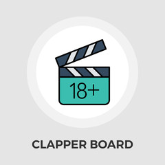 Naklejka premium Adult movie clapper flat icon