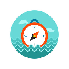 Compass icon. Summer. Marine