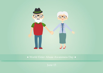 Obraz na płótnie Canvas World Elder Abuse Awareness Day vector. Vector illustration of abused seniors. Vector illustration of elderly couple