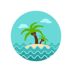 Fototapeta na wymiar Island with palm trees icon. Summer. Vacation