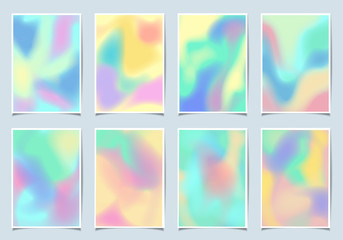 Fototapeta premium Cover Design, Holographic Background Set - Vector Illustration, Graphic Design. Collection A4 Size Format