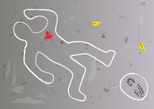 crime scene chalk outline, blood, evidence clip art preview