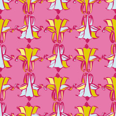 Ethnic boho seamless pattern with decorative flowers. Print. Cloth design, wallpaper.