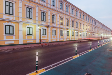 Twilight  old building architecture  of the exterior facade