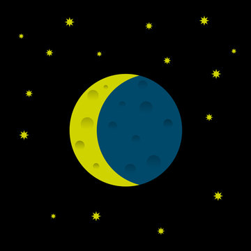 Cartoon moon and stars