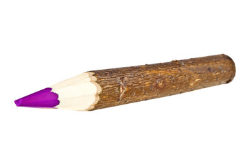 Bark covered branch colored pencil isolated on white background