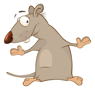 Illustration of a Cute Rat. Cartoon Character