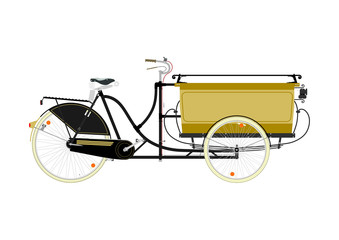Fototapeta na wymiar Cartoon cargo bike or rickshaw on a white background. Flat vector