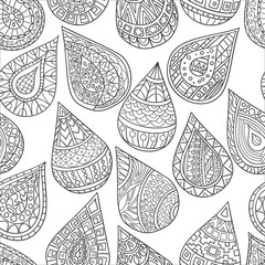 Seamless pattern of hand-drawn  abstract, geometric drops,
 zentangl style. 
Vector graphics.
