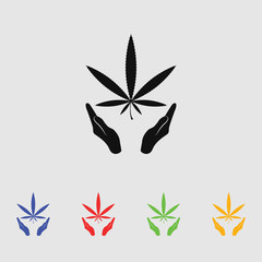 Marijuana in the hand. Vector icon