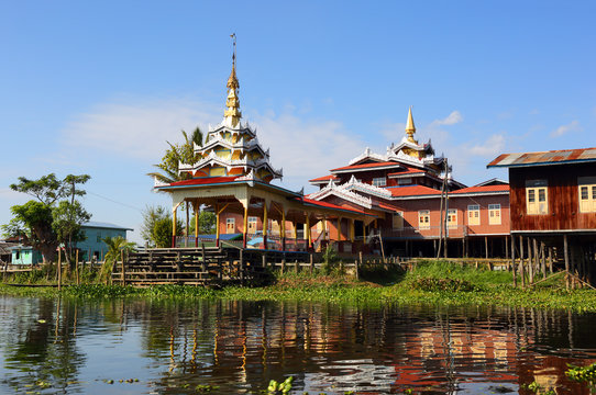 Buddhist temple in village on Inle Lake, Myanmar