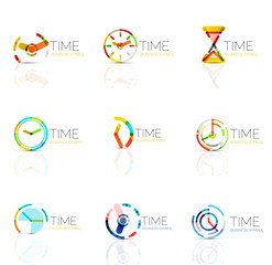 Geometric clock and time icon set