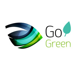 Abstract eco leag logo design made of color pieces - various geometric shapes