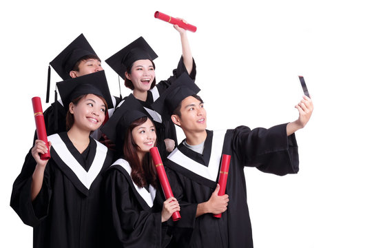 Selfie of happy graduates student