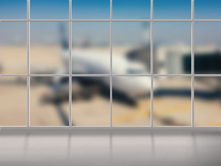 airport terminal with airplane background
