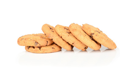 Chocolate chip cookies isolated on white background