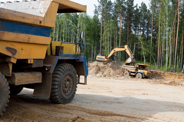 Big yellow mining truck