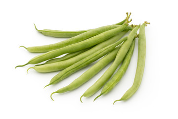 Green beans isolated on a white background.