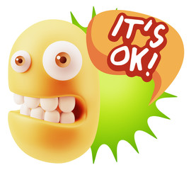 3d Illustration Laughing Character Emoji Expression saying It's