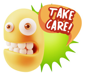3d Illustration Laughing Character Emoji Expression saying Take