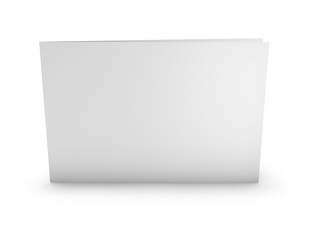 Blank greeting card horizontal orientation mock up, standing on floor with soft shadows.