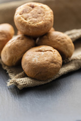 fresh round buns close-up