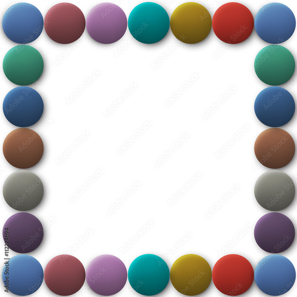 Poster frame from 3d colored round buttons