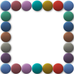 Frame from 3d colored round buttons