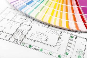 color selection - paint samples with house floor plan