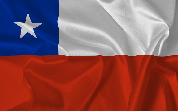Close up picture of wavy flag of Chile
