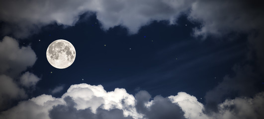 sky clouds and moon with the stars, fabulous collage