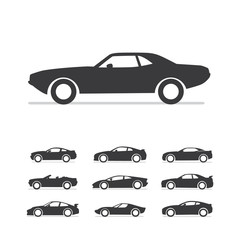 car set, Car illustration, Car silhouette