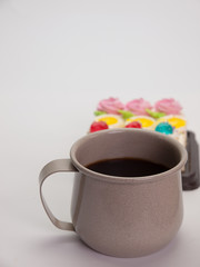 close up , Morning coffee with  cake