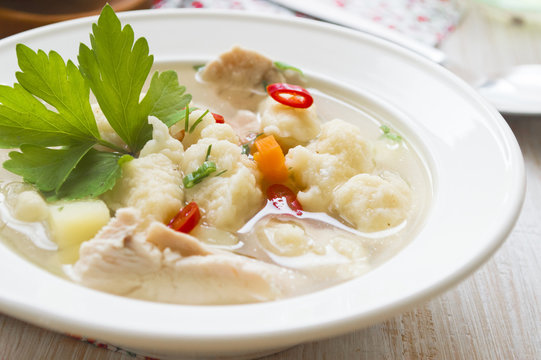Traditional Chicken Soup with dumplings