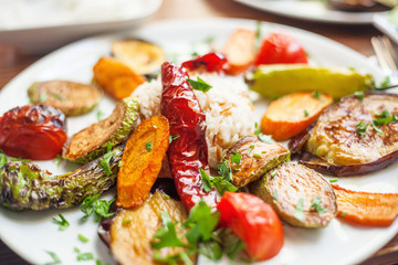 Grilled vegetables with rice
