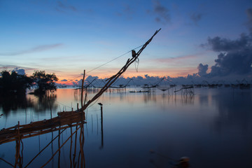 Sunrise at Pakpra village in Phatthalung province,Thailand.