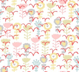 Vector floral seamless pattern with flowers. Gentle, spring floral background.