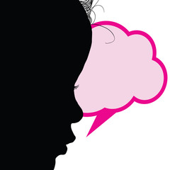 child with speech bubble silhouette illustration