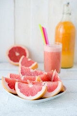 Slices of fresh red grapefruit
